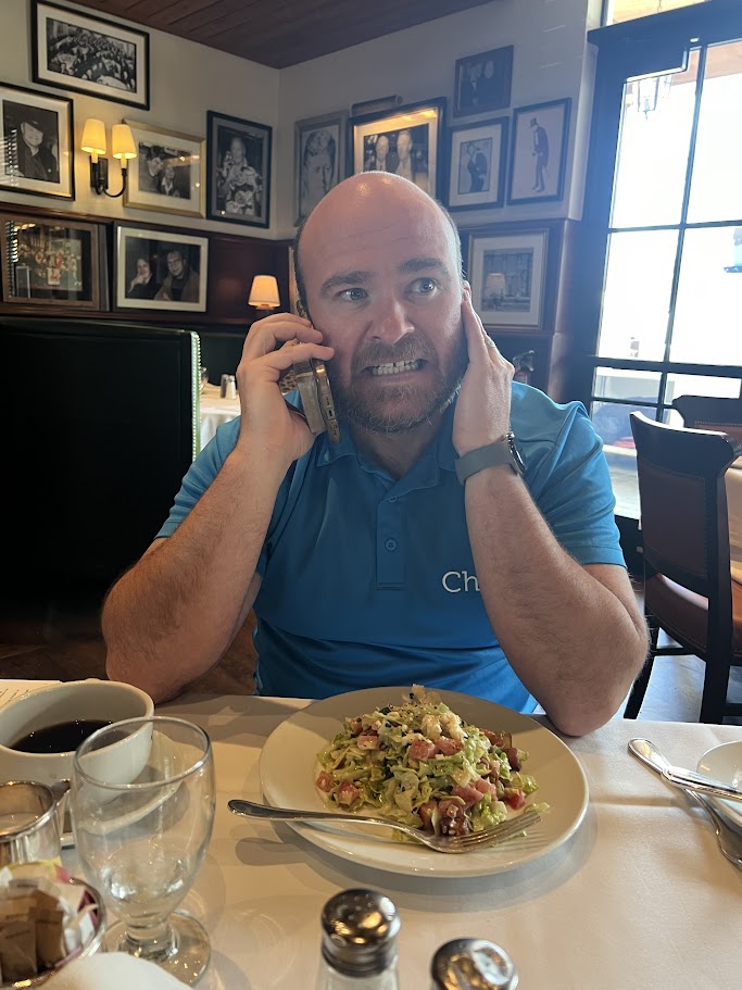Logan on phone