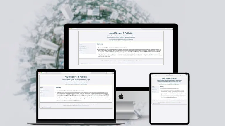 Website design for Angel Pictures and Publicity