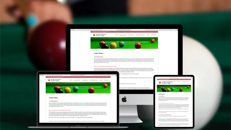 Website design for Guildford & District Snooker League