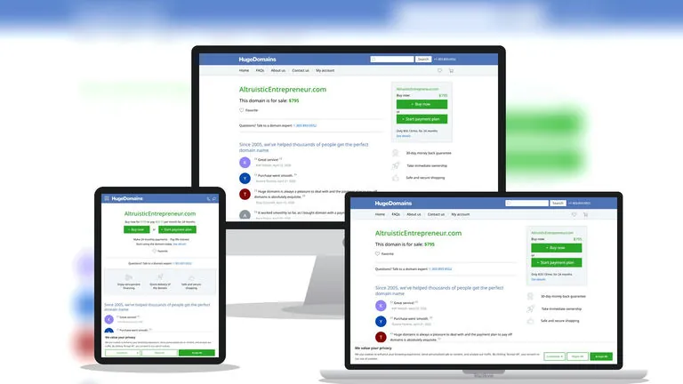 Website design for The Altruistic Entrepreneur