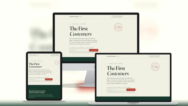 Website design for The First Customers